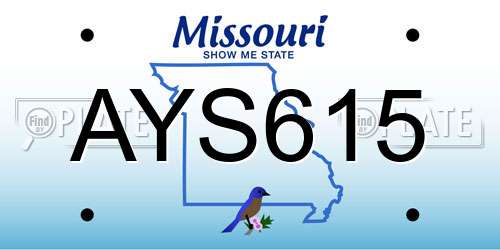 AYS615 Missouri License Plate