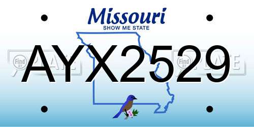 AYX2529 Missouri License Plate