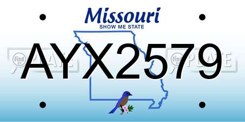 AYX2579 Missouri License Plate