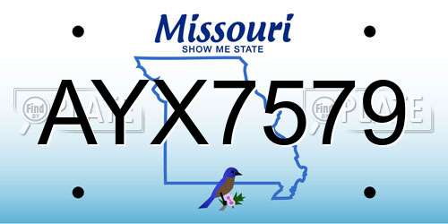 AYX7579 Missouri License Plate