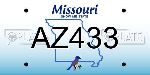 AZ433 Missouri License Plate