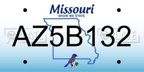 AZ5B132 Missouri License Plate