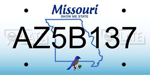 AZ5B137 Missouri License Plate