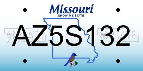 AZ5S132 Missouri License Plate