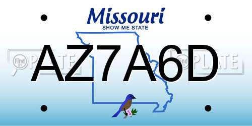 AZ7A6D Missouri License Plate