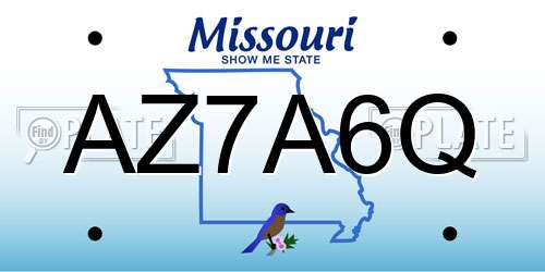 AZ7A6Q Missouri License Plate