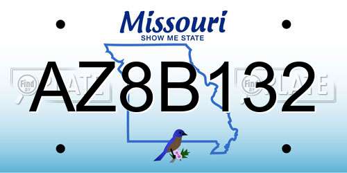 AZ8B132 Missouri License Plate