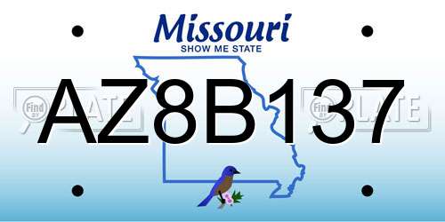 AZ8B137 Missouri License Plate