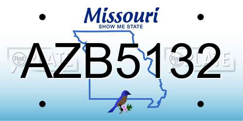 AZB5132 Missouri License Plate