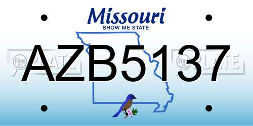 AZB5137 Missouri License Plate