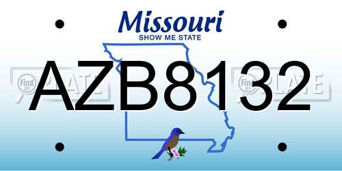AZB8132 Missouri License Plate