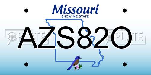 AZS82O Missouri License Plate