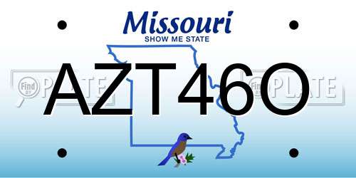 AZT46O Missouri License Plate