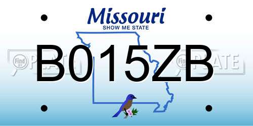 B015ZB Missouri License Plate