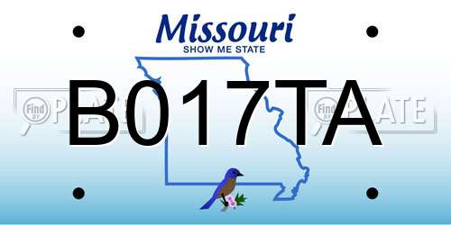 B017TA Missouri License Plate