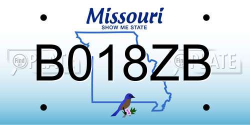 B018ZB Missouri License Plate