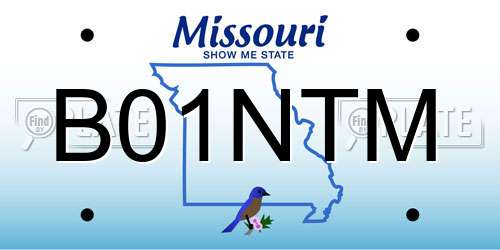 B01NTM Missouri License Plate