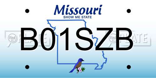 B01SZB Missouri License Plate