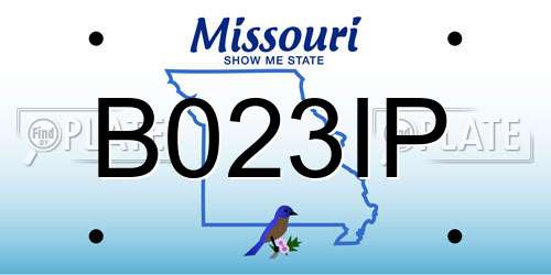 B023IP Missouri License Plate
