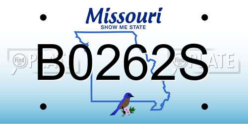 B0262S Missouri License Plate