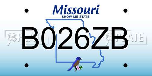 B026ZB Missouri License Plate