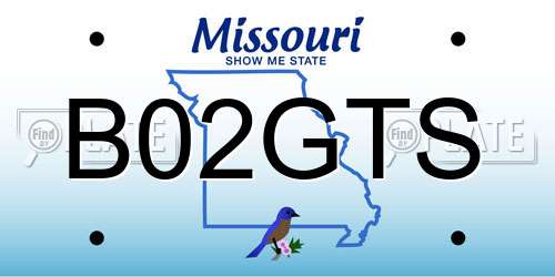 B02GTS Missouri License Plate