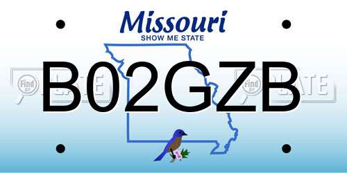 B02GZB Missouri License Plate