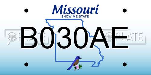 B030AE Missouri License Plate