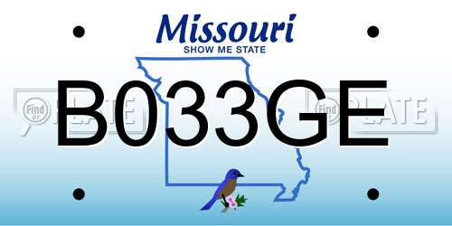 B033GE Missouri License Plate