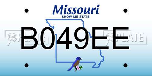 B049EE Missouri License Plate