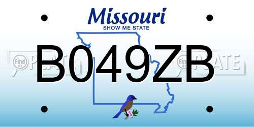 B049ZB Missouri License Plate