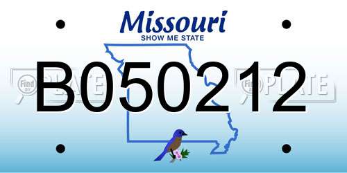 B050212 Missouri License Plate