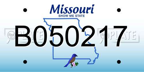 B050217 Missouri License Plate