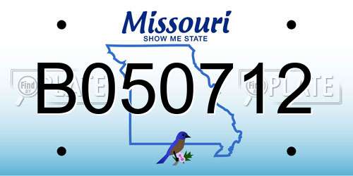 B050712 Missouri License Plate