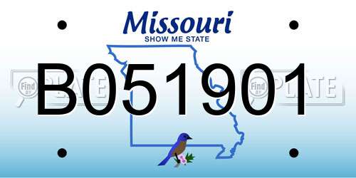 B051901 Missouri License Plate