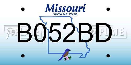 B052BD Missouri License Plate