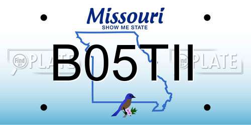 B05TII Missouri License Plate