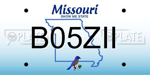 B05ZII Missouri License Plate