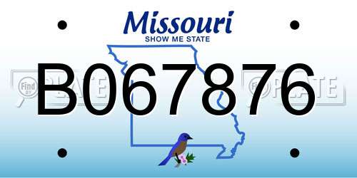 B067876 Missouri License Plate