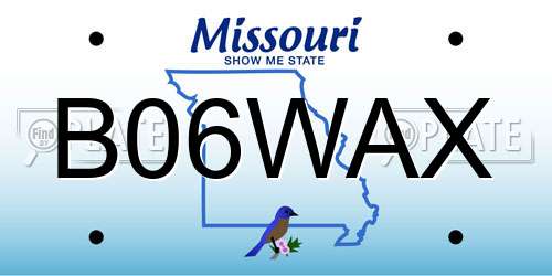B06WAX Missouri License Plate