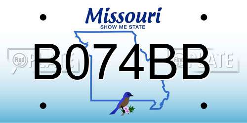 B074BB Missouri License Plate