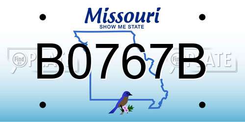 B0767B Missouri License Plate