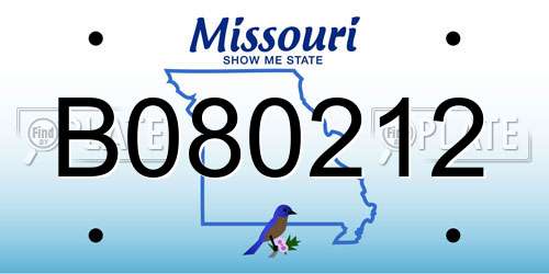 B080212 Missouri License Plate