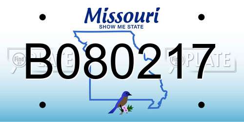 B080217 Missouri License Plate