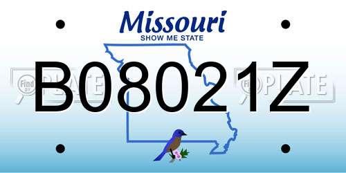 B08021Z Missouri License Plate