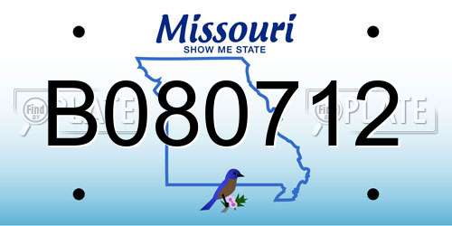 B080712 Missouri License Plate