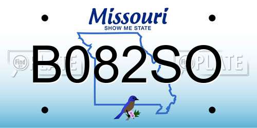B082SO Missouri License Plate