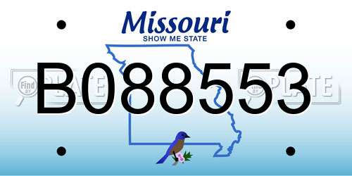 B088553 Missouri License Plate