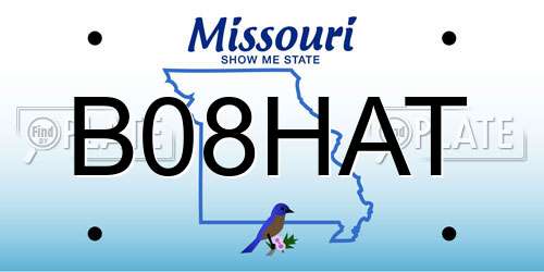 B08HAT Missouri License Plate