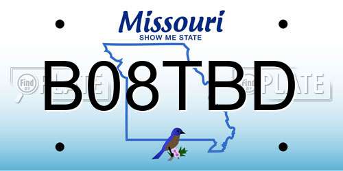 B08TBD Missouri License Plate